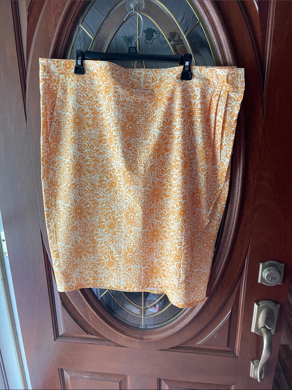 Rip skirt Hawaii wrap skirt knee length floral yellow size xxl